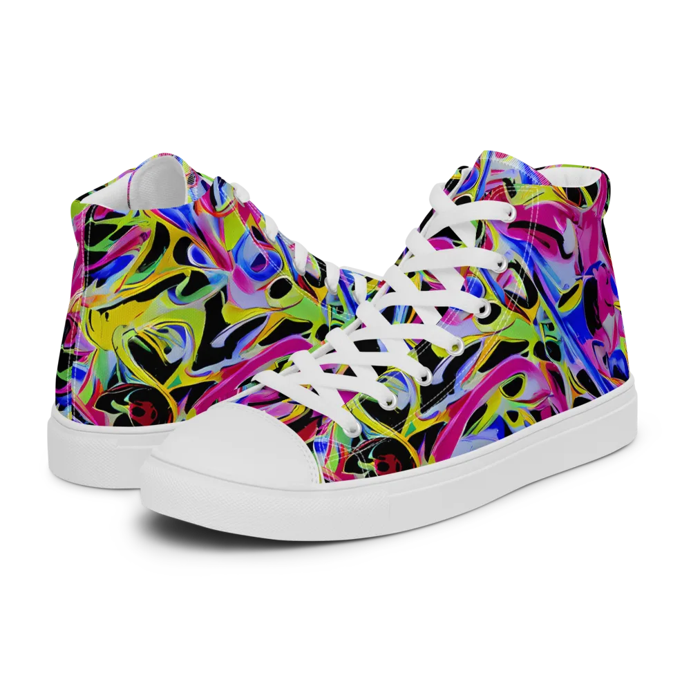 Pulse of Color on Men's High Top Canvas Shoes — Left