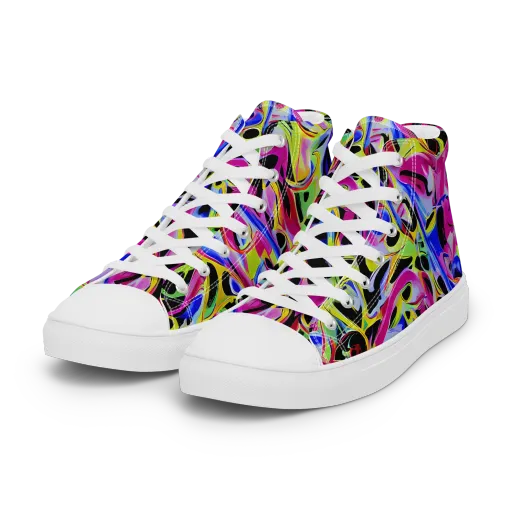 Pulse of Color on a Women's High Top Canvas Shoes