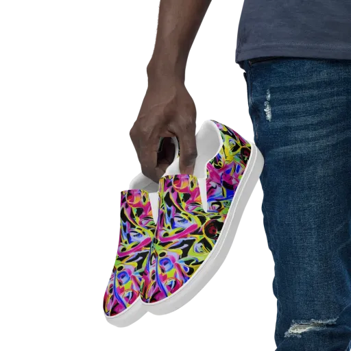 Pulse of Color on a Men's Slip-On Canvas Shoes