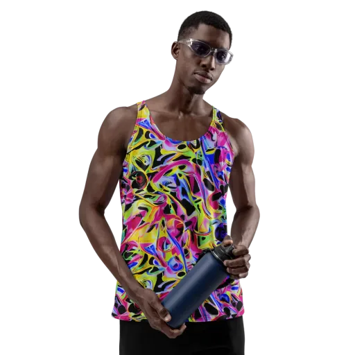 Pulse of Color on a Men's Tank Top
