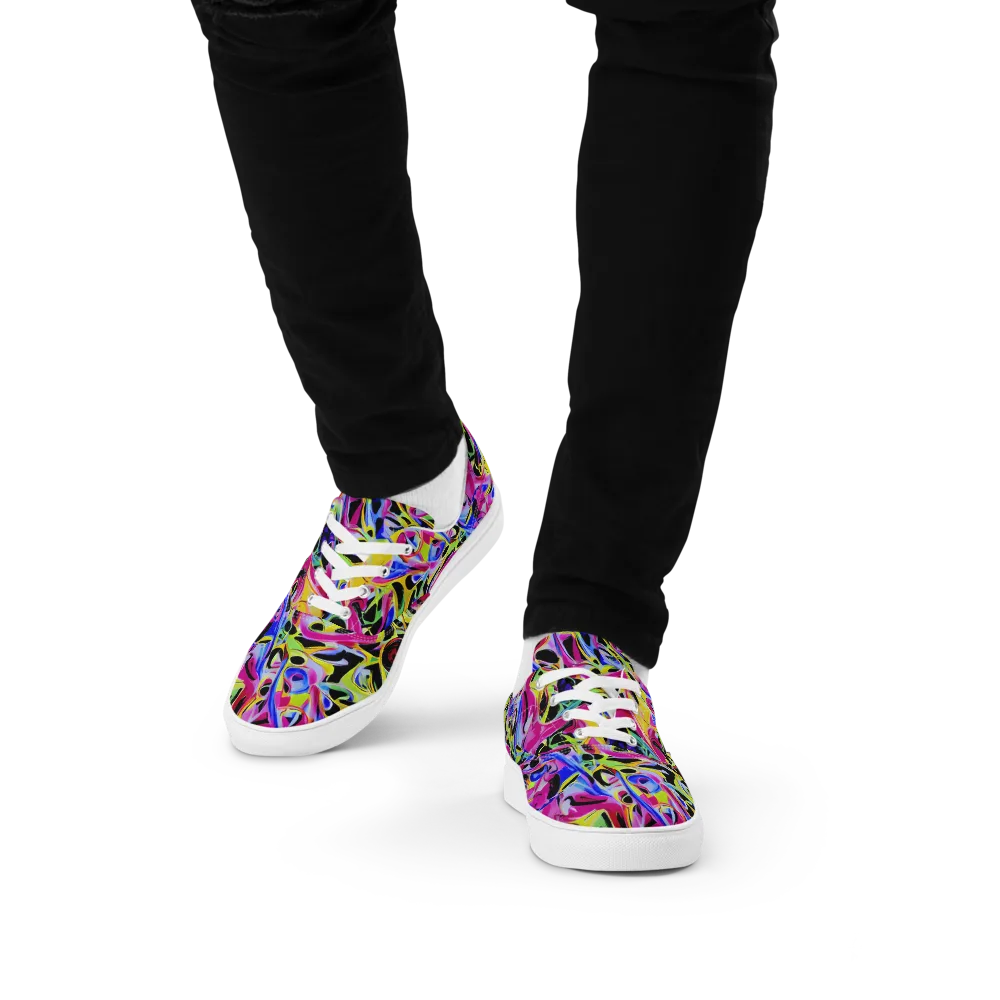 Pulse of Color on Men's Lace-Up Canvas Shoes — Front