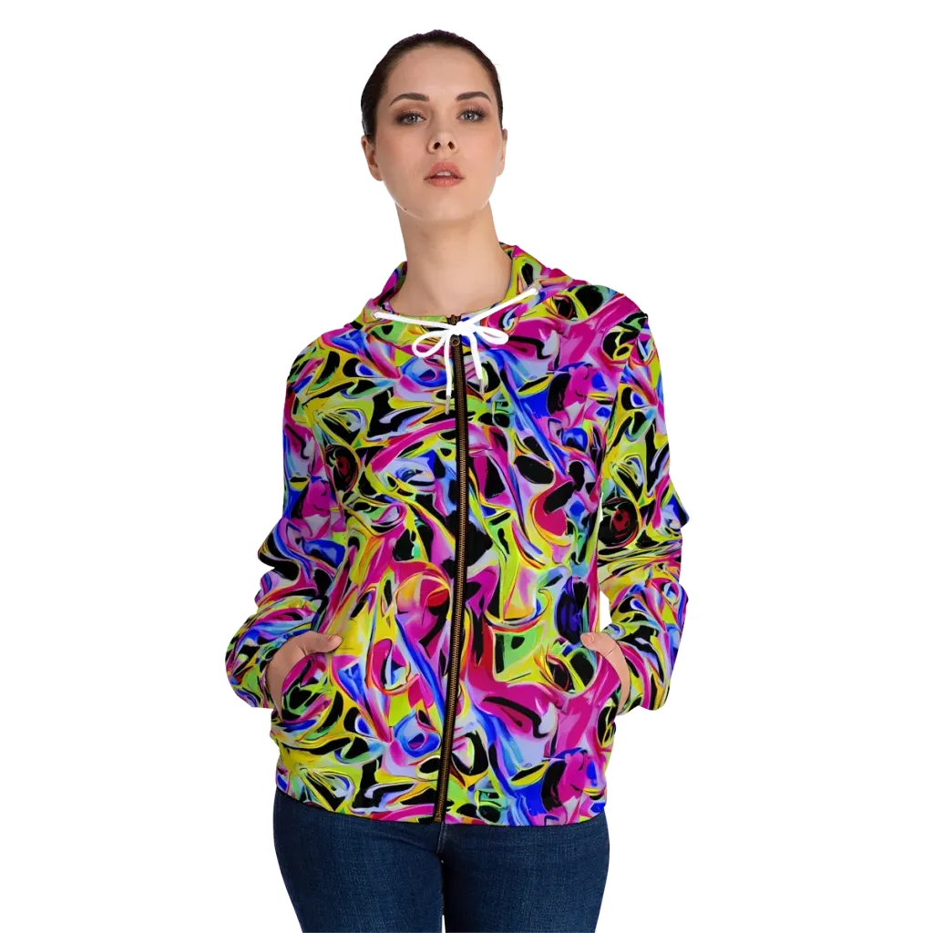 Pulse of Color on Women's Full-Zip Hoodie — Front On Person