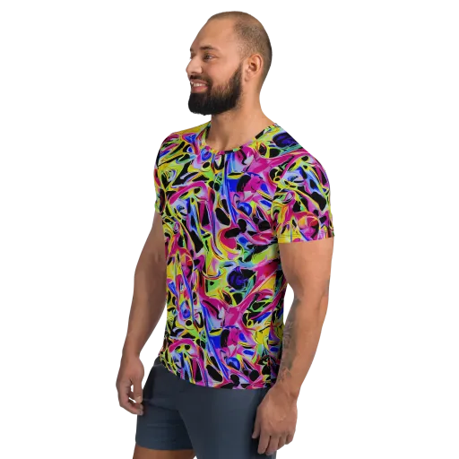 Pulse of Color on a Men's Athletic T-Shirt