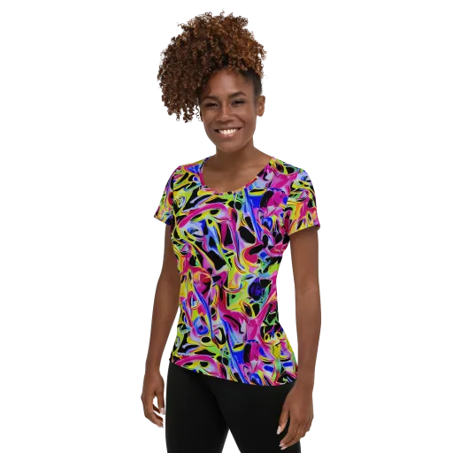 Pulse of Color on a Women's Athletic T-Shirt