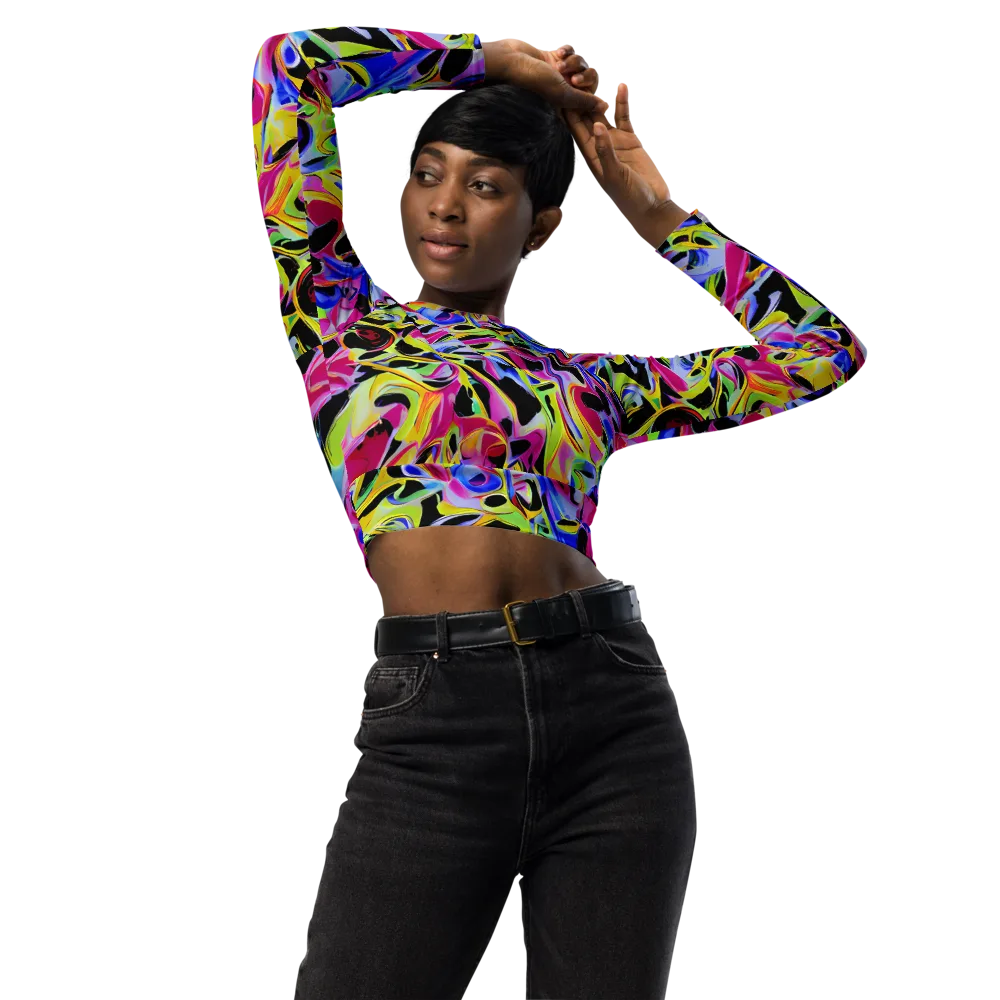 Pulse of Color on Long Sleeve Crop Top — Front