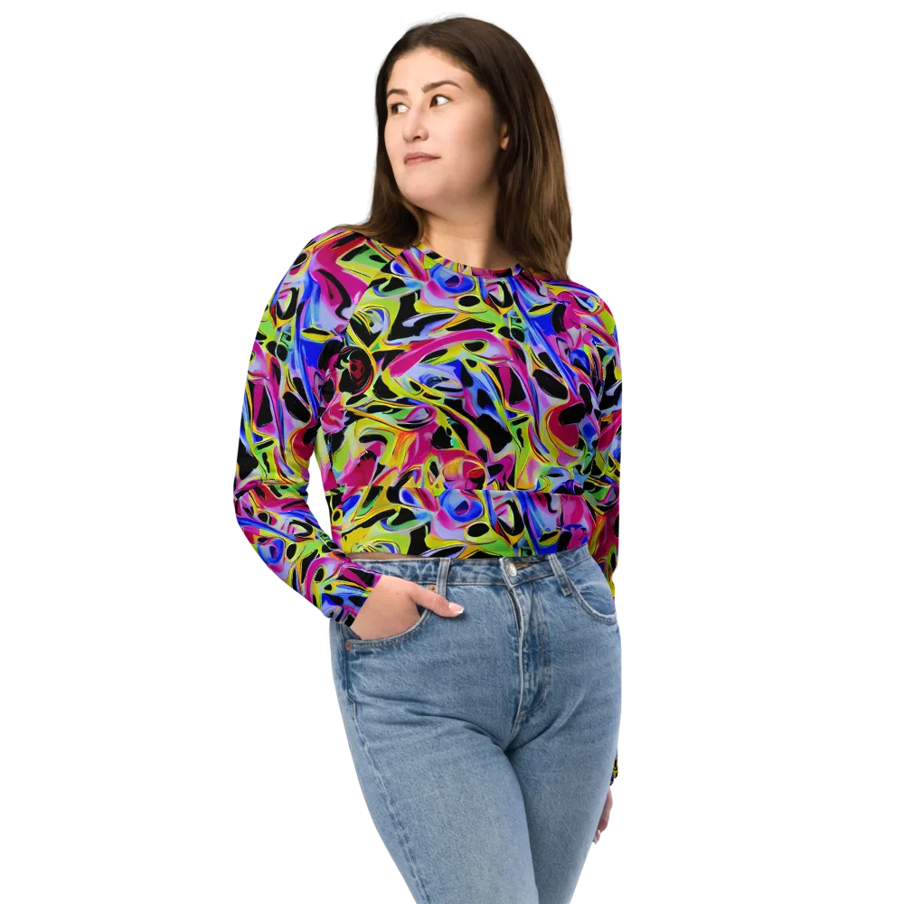 Pulse of Color on Long Sleeve Crop Top — Front