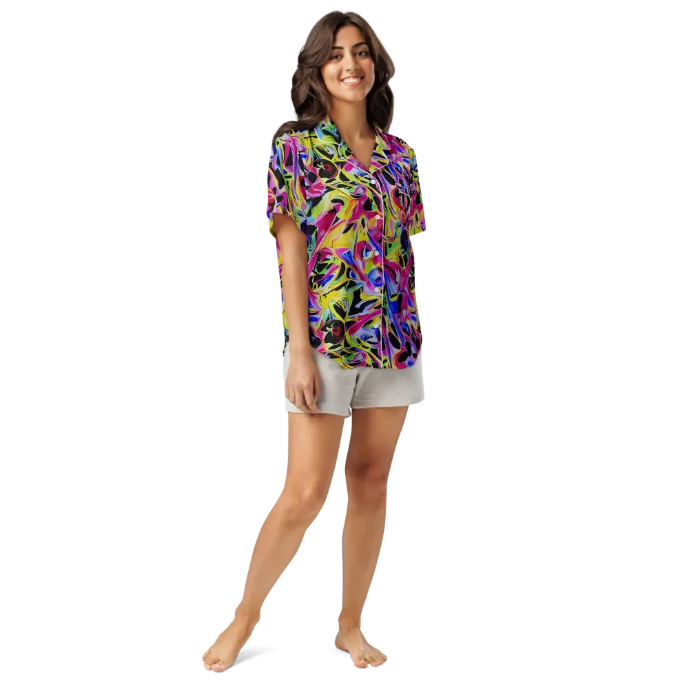 Pulse of Color on Women's Short Sleeve Pajama Top — Front