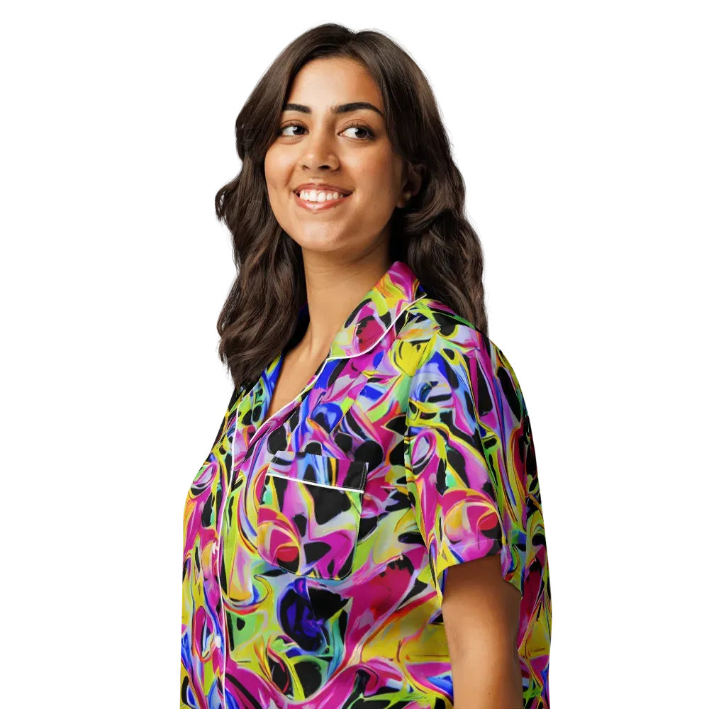 Pulse of Color on Women's Short Sleeve Pajama Top — Left Front