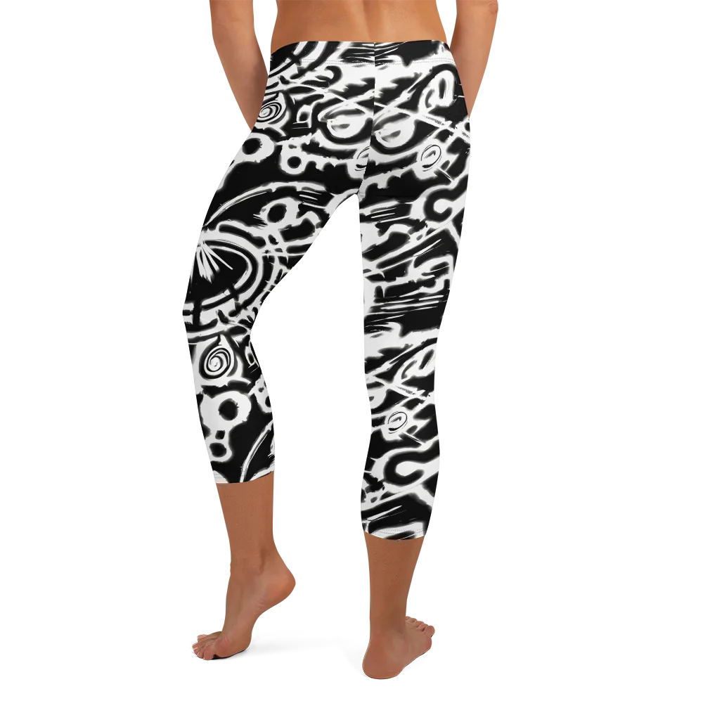 Abstract Undertow on Capri Leggings — Back