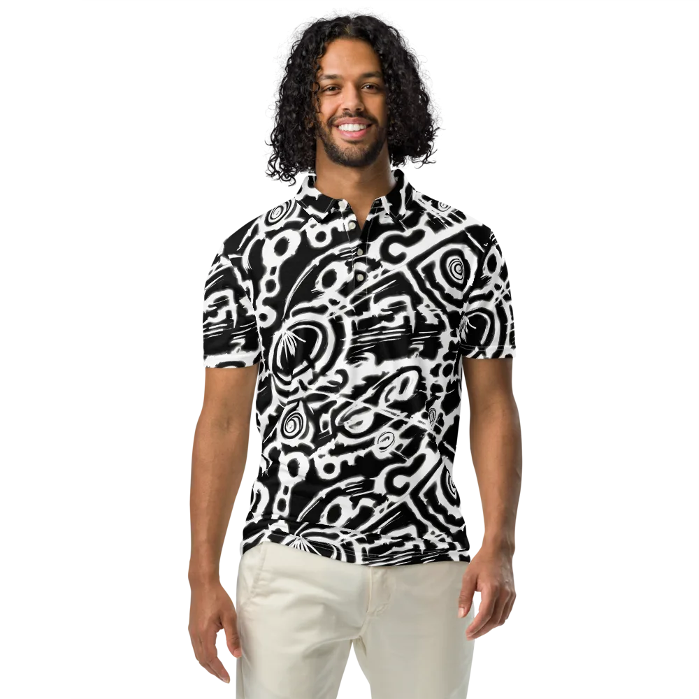 Abstract Undertow on Men's Slim Fit Polo Shirt — Front