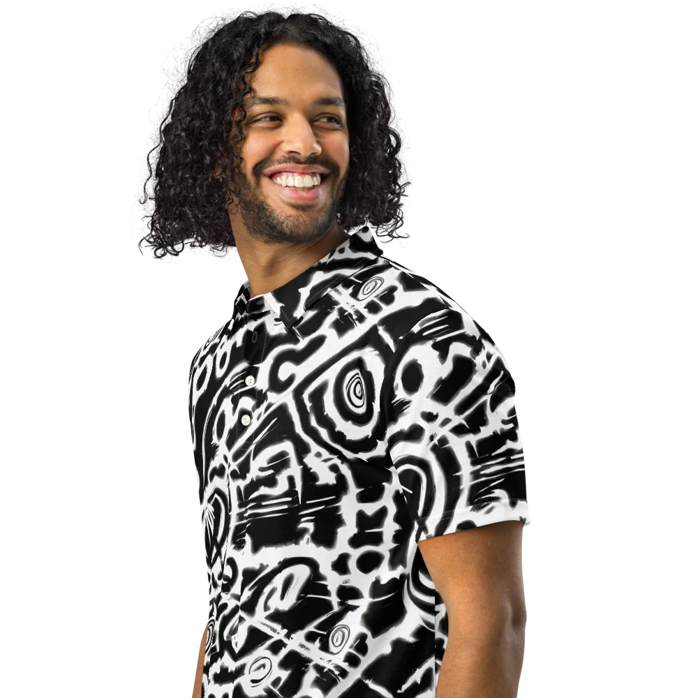Abstract Undertow on Men's Slim Fit Polo Shirt — Left Front
