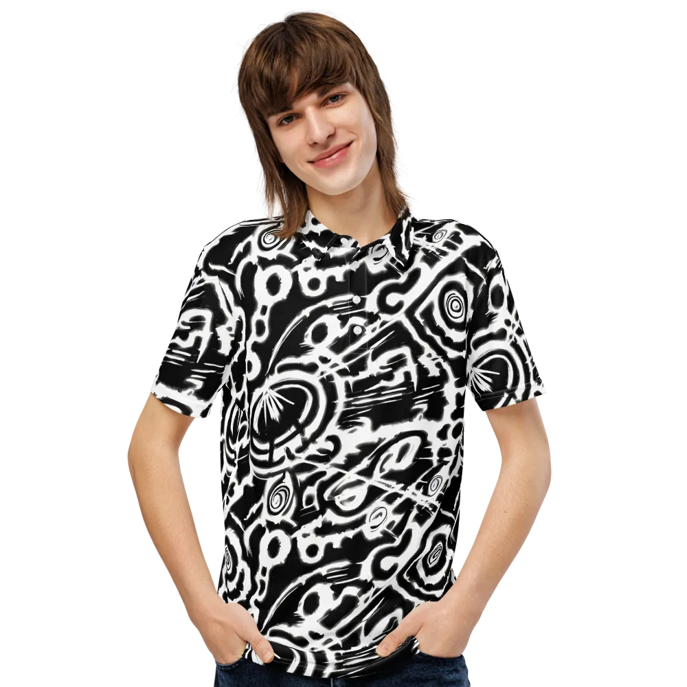 Abstract Undertow on Men's Slim Fit Polo Shirt — Front