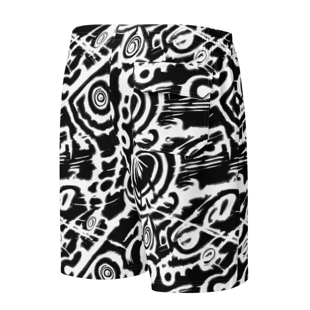 Abstract Undertow on Men's Board Shorts — Back