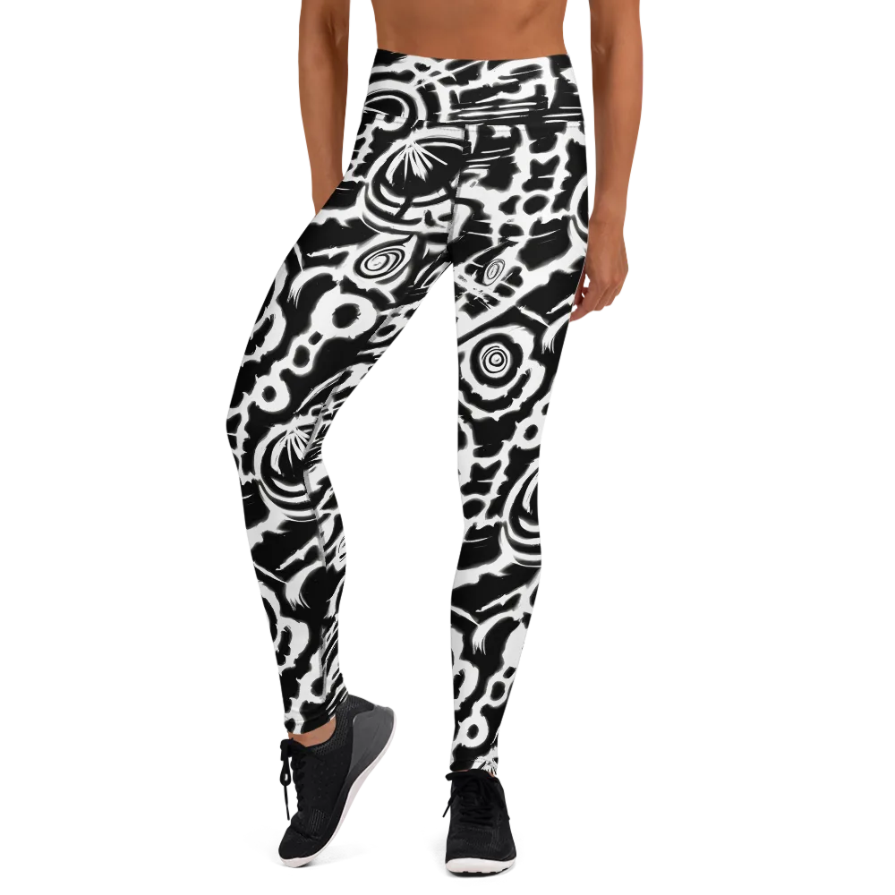 Abstract Undertow on Yoga Leggings — Front