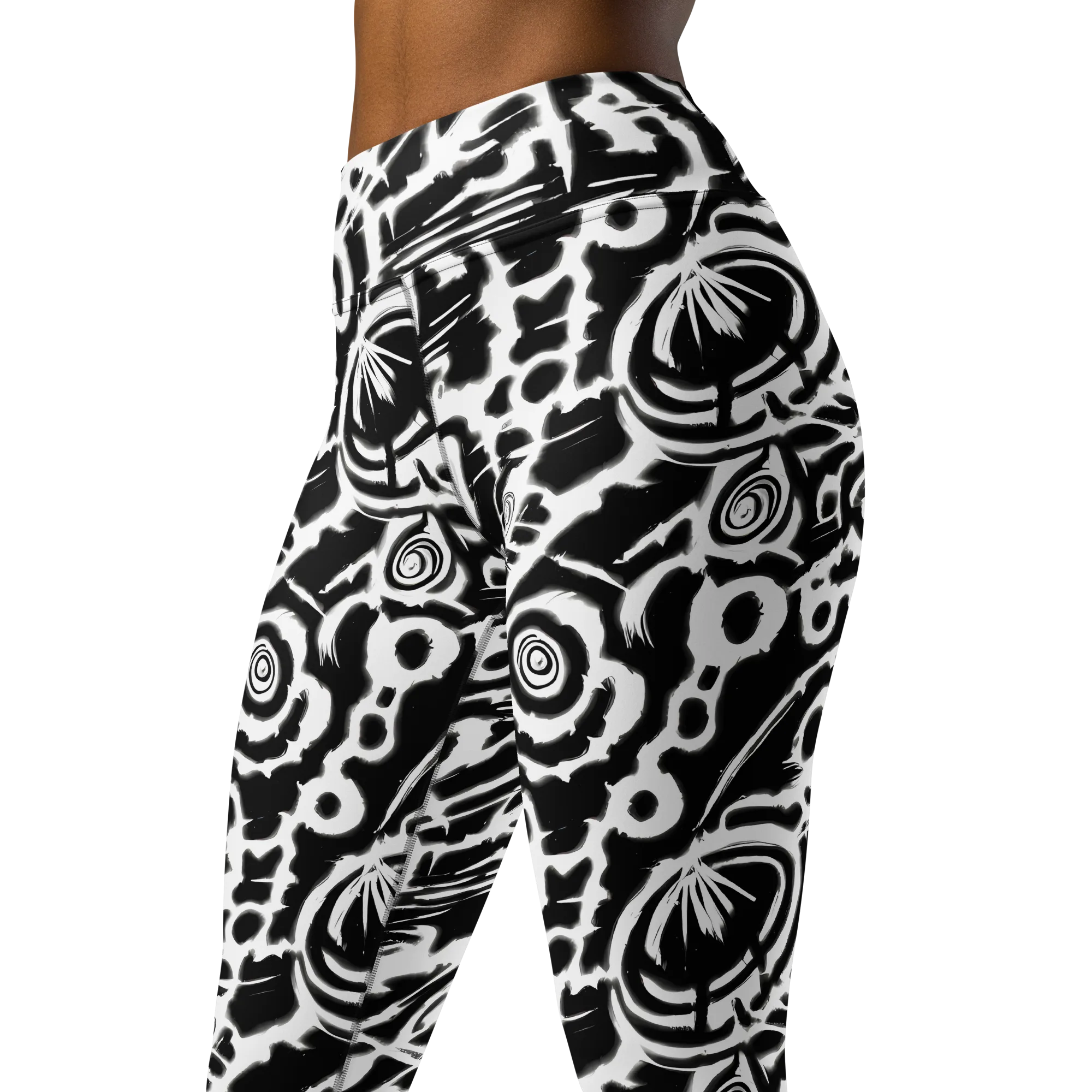 Abstract Undertow on Yoga Leggings — Left Front