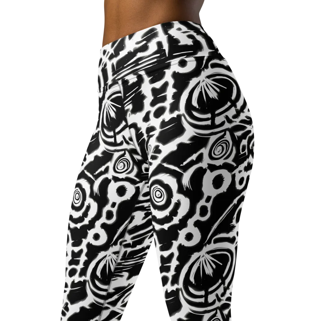 Abstract Undertow on Yoga Leggings — Left Front
