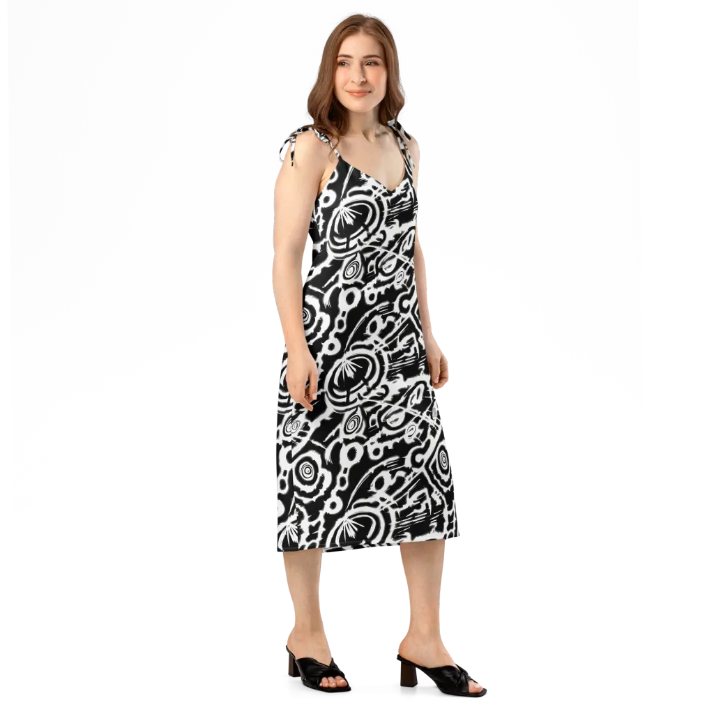 Abstract Undertow on Slip Dress — Right Front