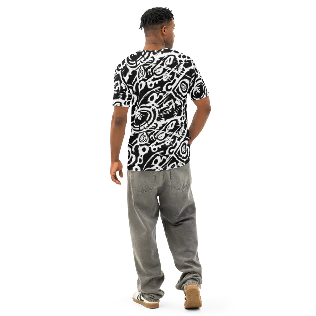 Abstract Undertow on Men's Cotton Crew Neck T-Shirt — Back