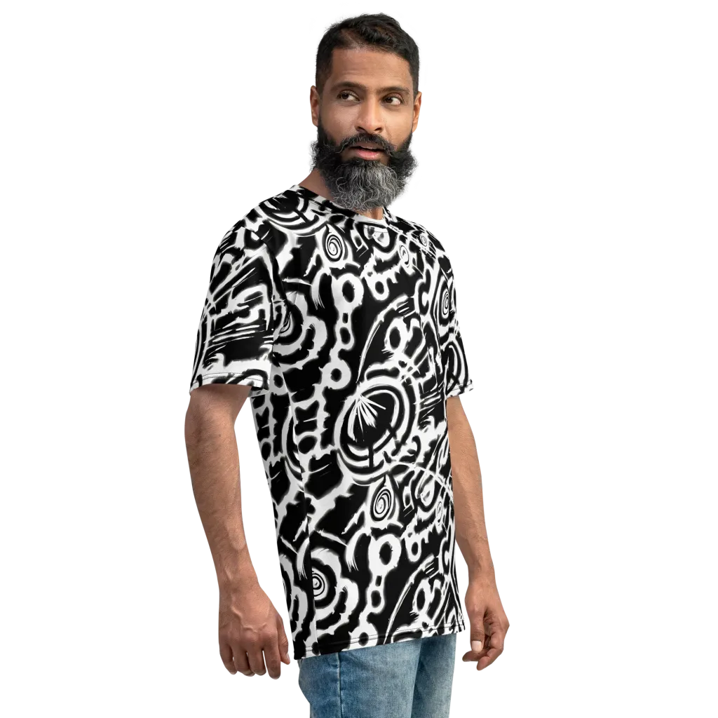 Abstract Undertow on Men's Crew Neck T-Shirt — Right