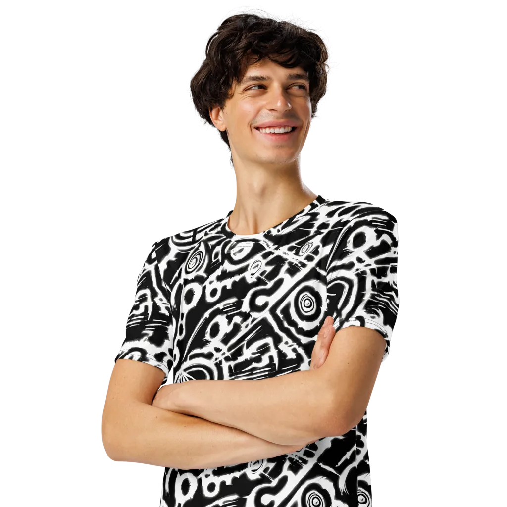 Abstract Undertow on Men's Crew Neck T-Shirt — Left Front