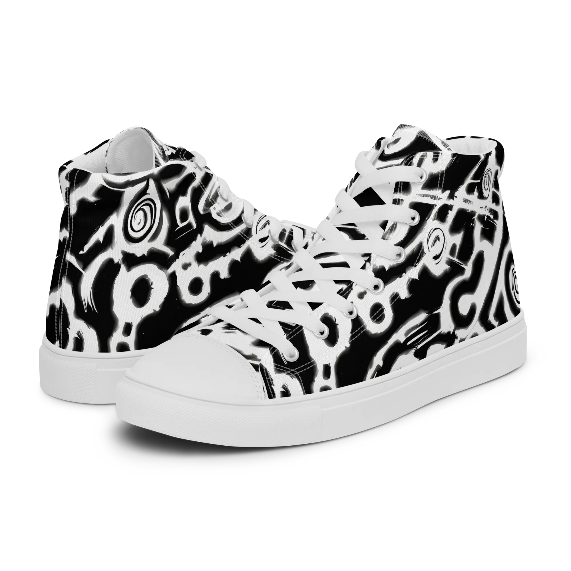 Abstract Undertow on Men's High Top Canvas Shoes — Left