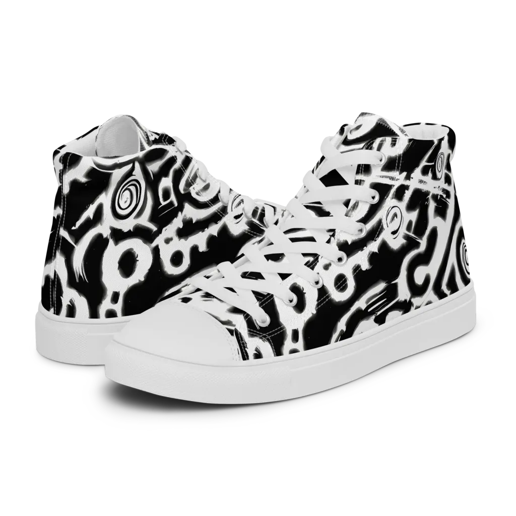 Abstract Undertow on Men's High Top Canvas Shoes — Left