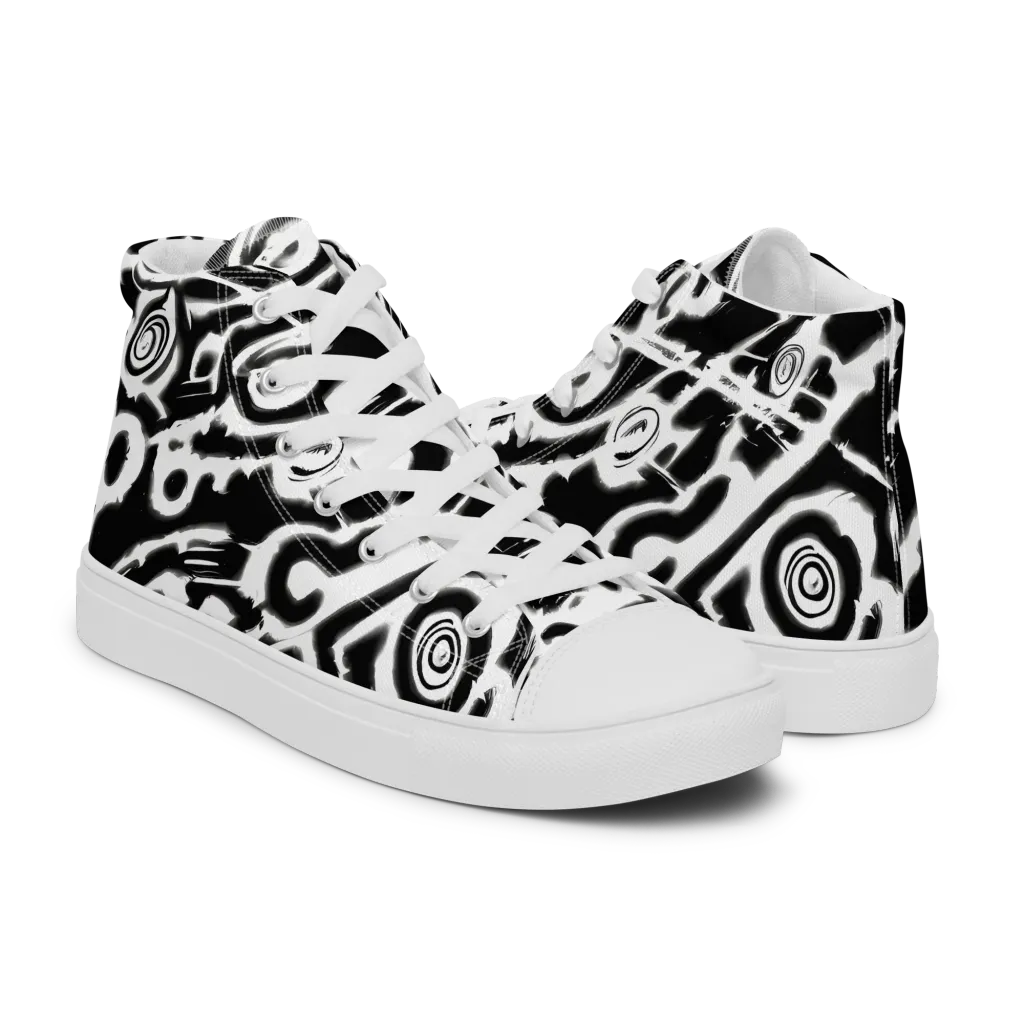 Abstract Undertow on Men's High Top Canvas Shoes — Right