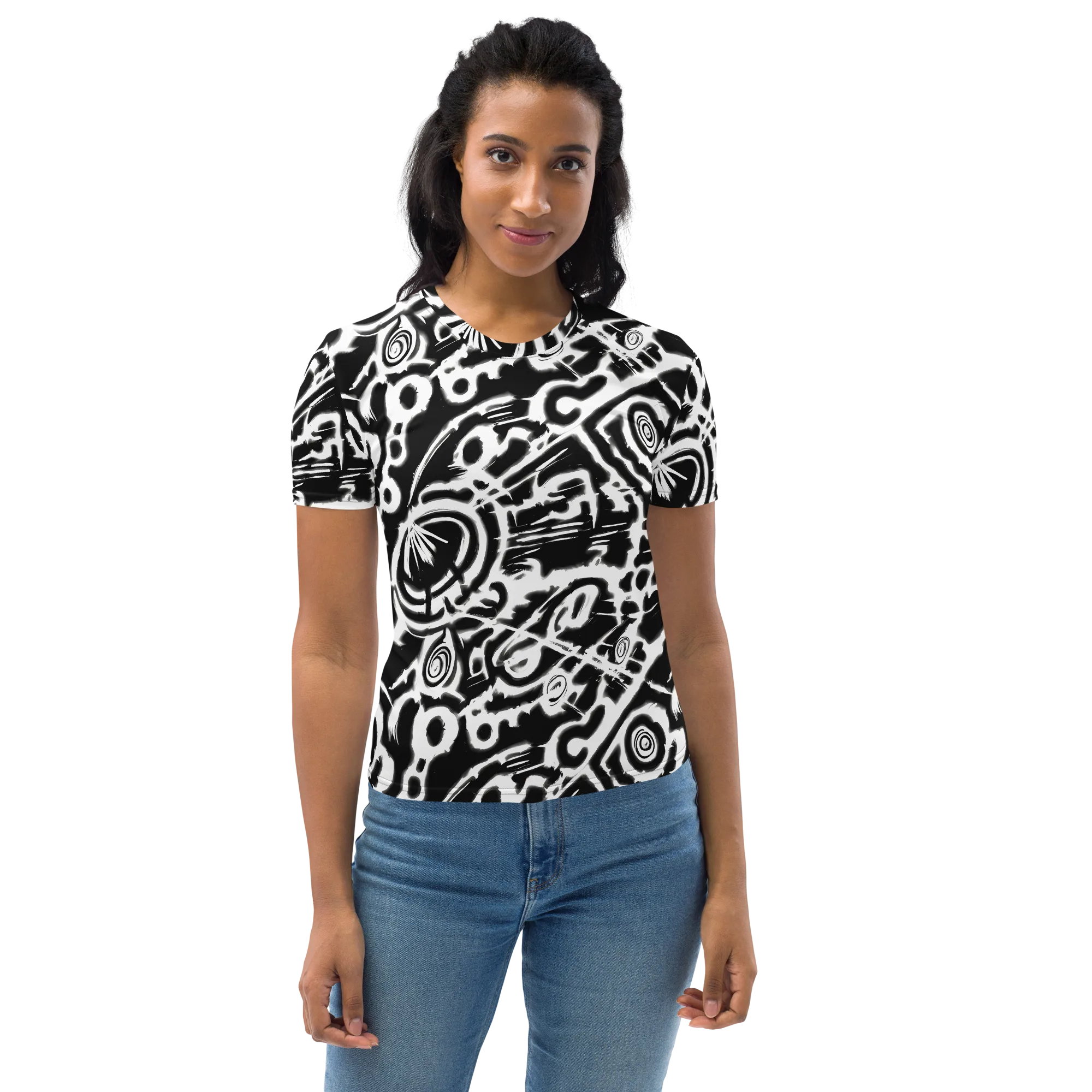 Abstract Undertow on Women's Crew Neck T-Shirt — Front