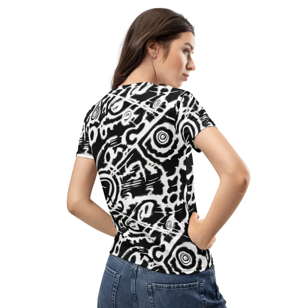 Abstract Undertow on Women's Crew Neck T-Shirt — Back