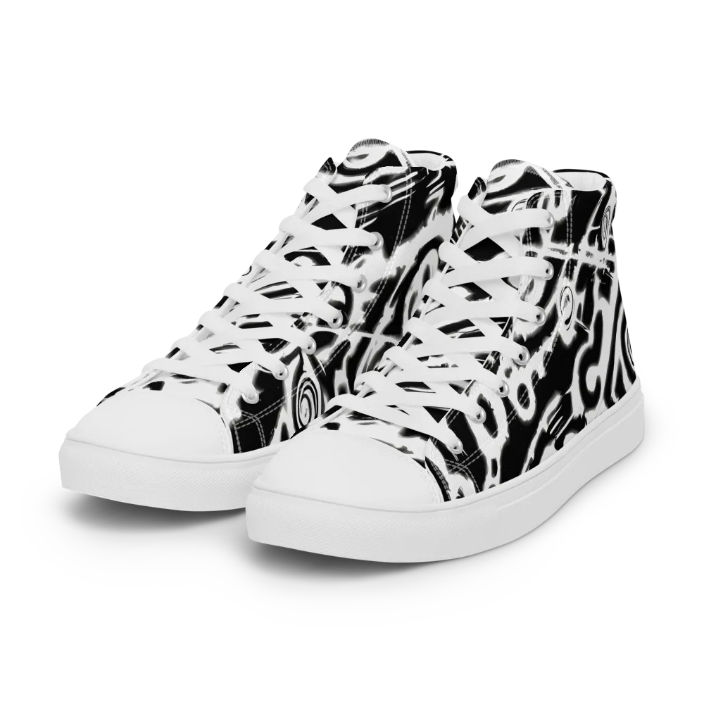 Abstract Undertow on Women's High Top Canvas Shoes — Left Front