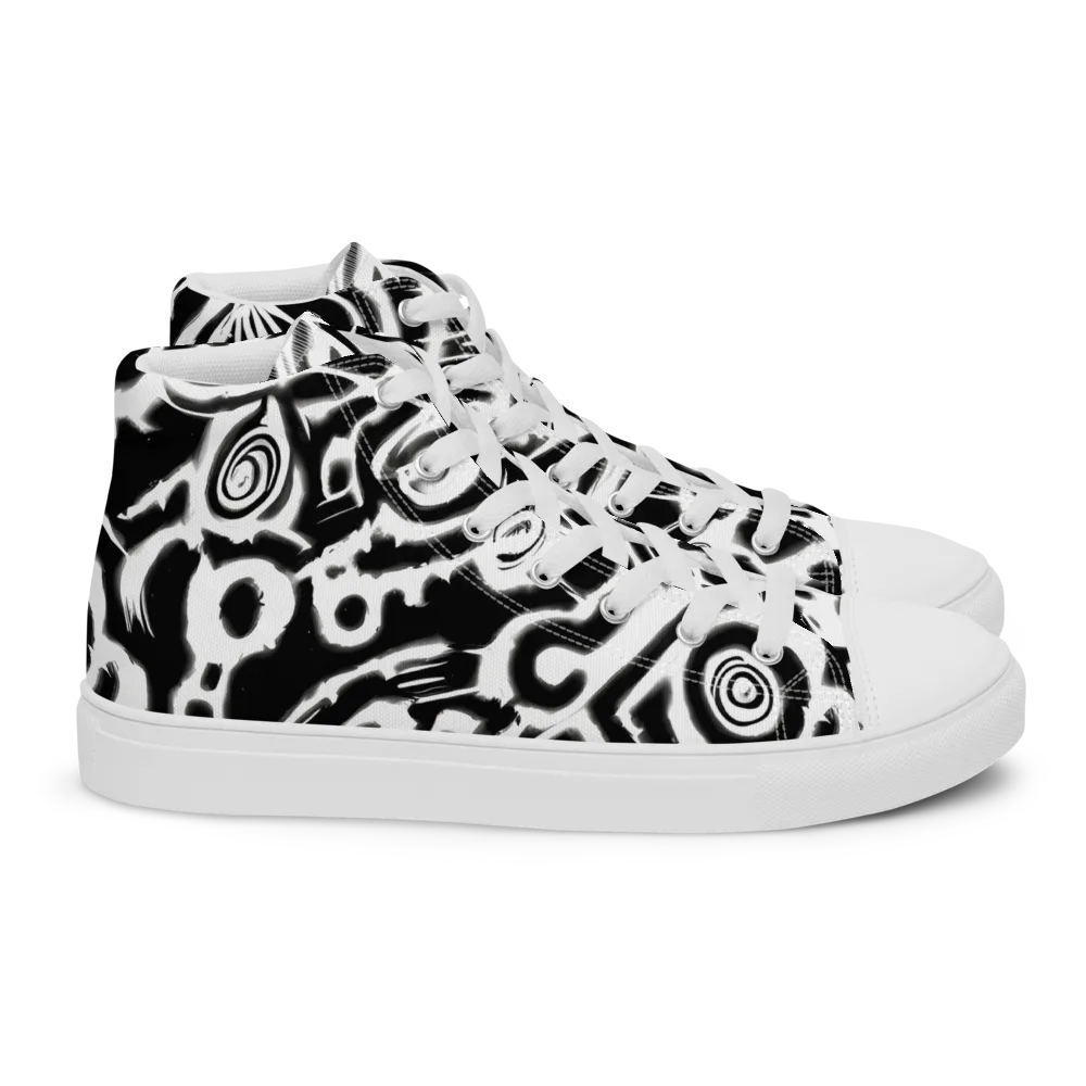 Abstract Undertow on Women's High Top Canvas Shoes — Right