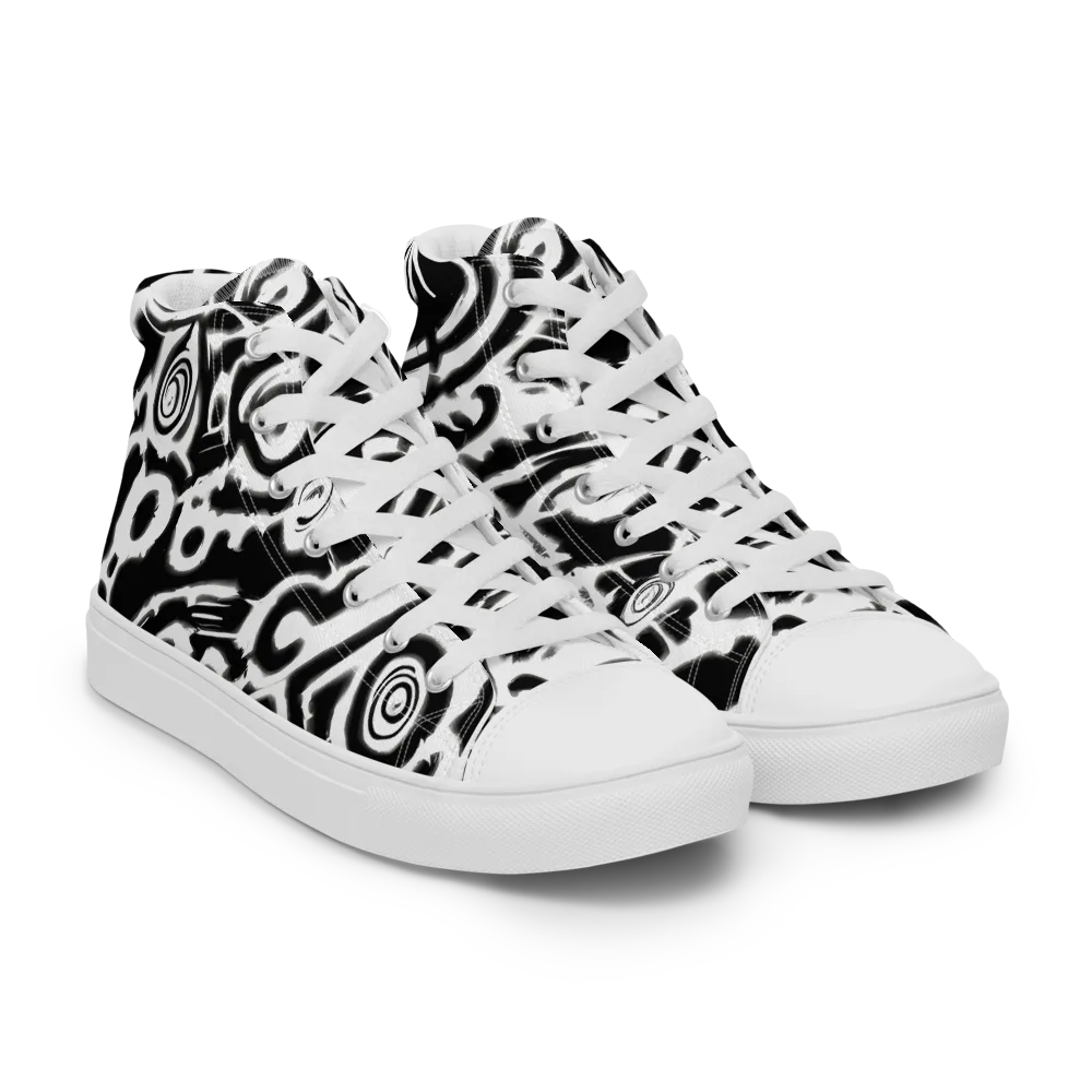 Abstract Undertow on Women's High Top Canvas Shoes — Right Front