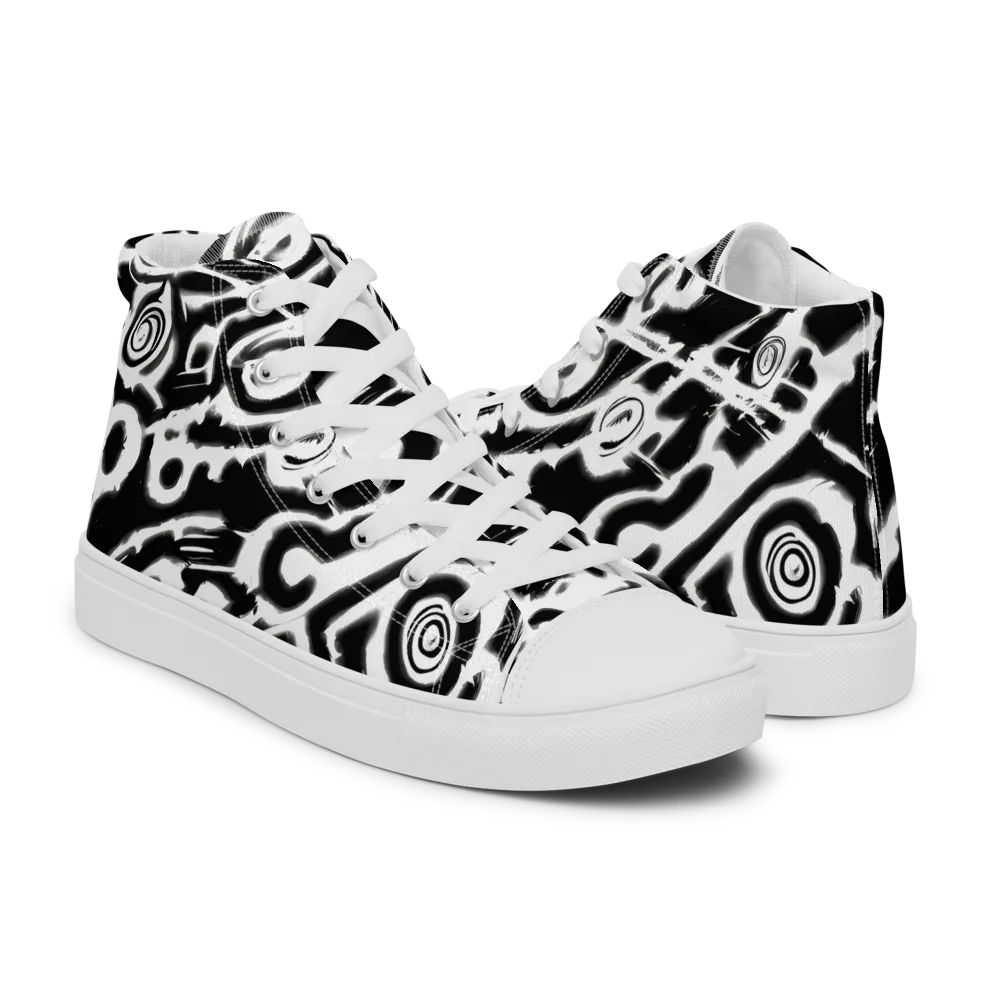 Abstract Undertow on Women's High Top Canvas Shoes — Right