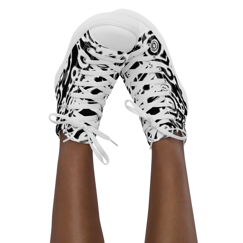 Abstract Undertow on Women's High Top Canvas Shoes — Front