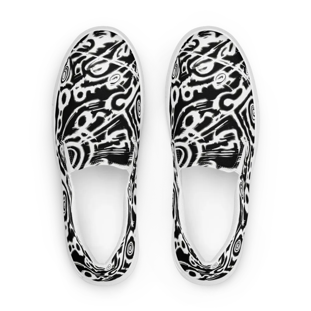 Abstract Undertow on Men's Slip-On Canvas Shoes — Front