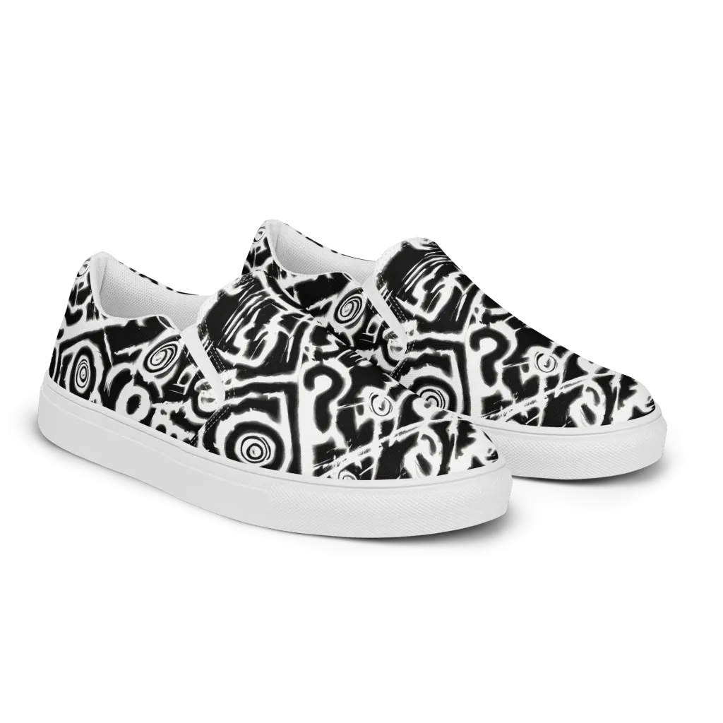 Abstract Undertow on Men's Slip-On Canvas Shoes — Right Front