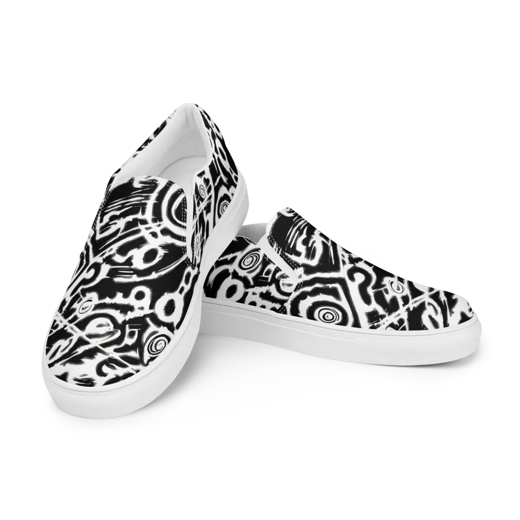 Abstract Undertow on Men's Slip-On Canvas Shoes — Left Front