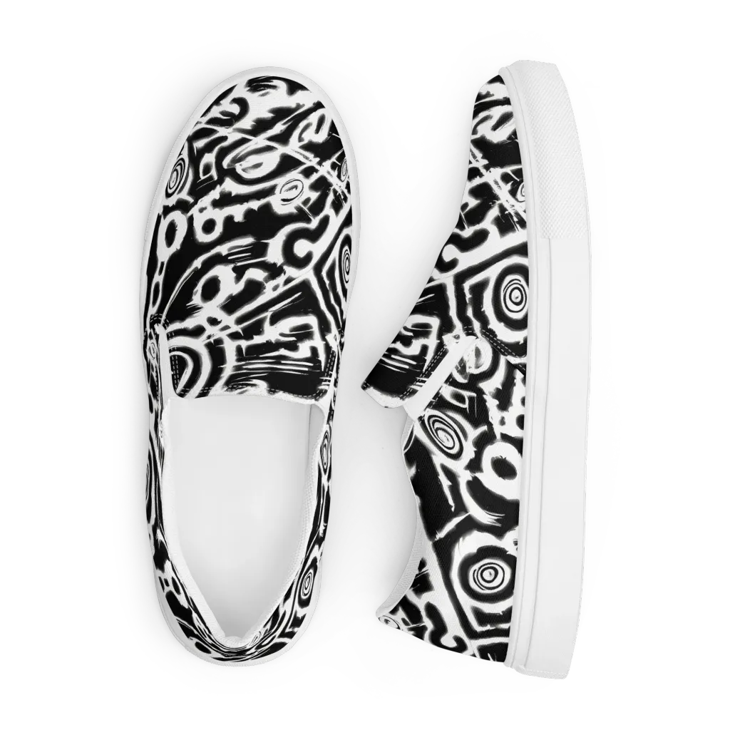 Abstract Undertow on Men's Slip-On Canvas Shoes — Front