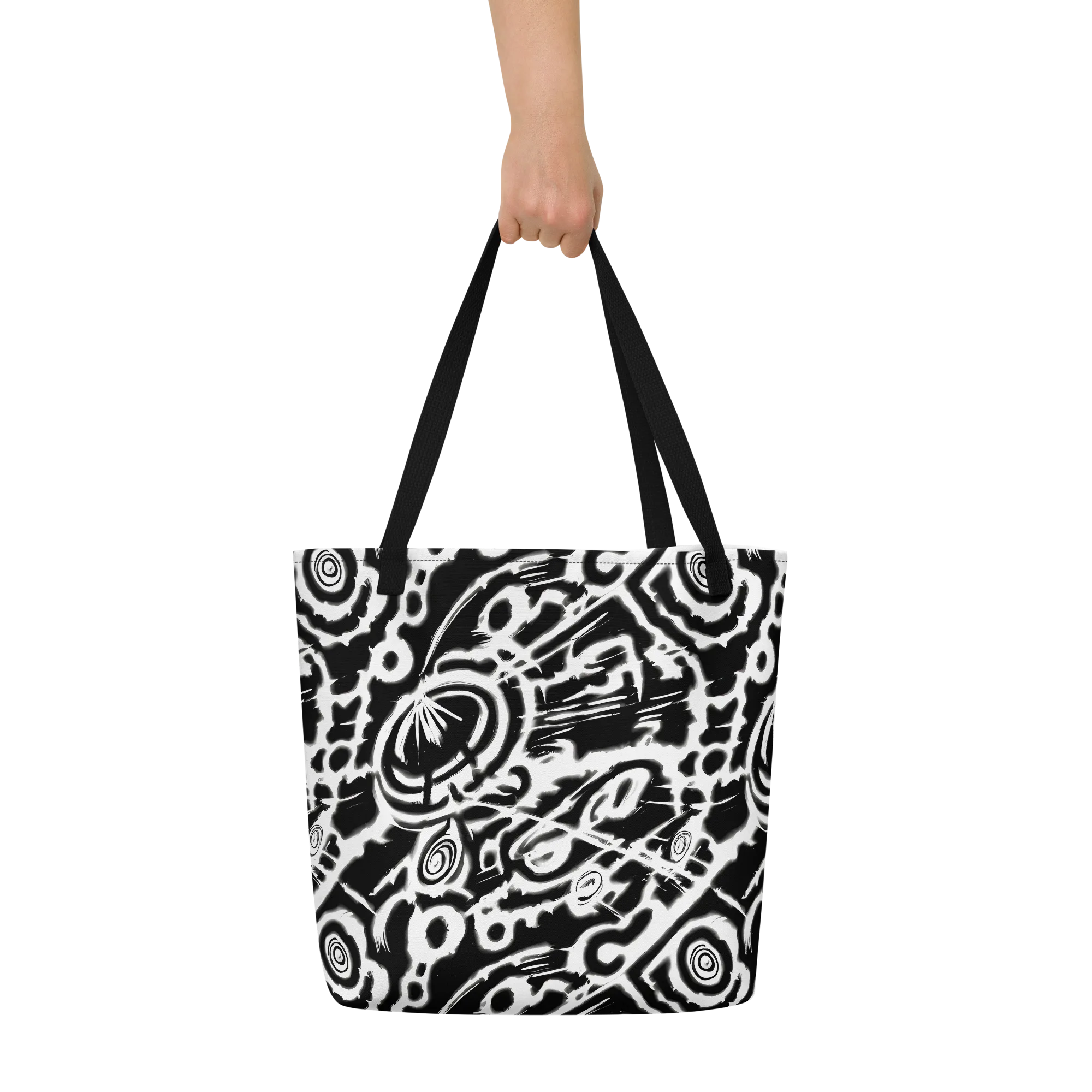 Abstract Undertow on Large Tote Bag W/ Pocket — Front