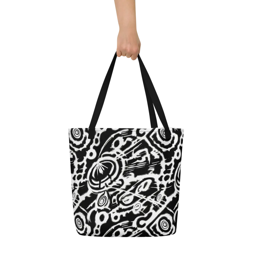Abstract Undertow on Large Tote Bag W/ Pocket — Front