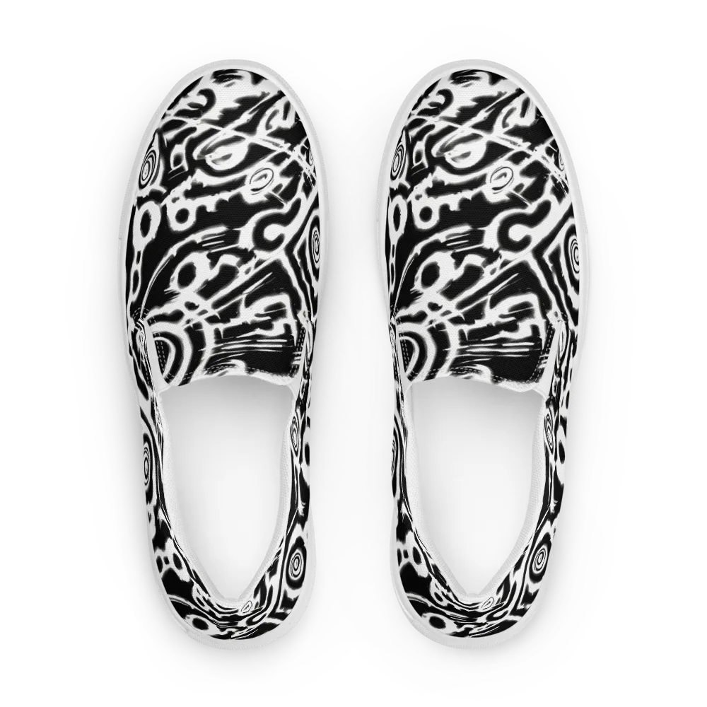 Abstract Undertow on Women's Slip-On Canvas Shoes — Front