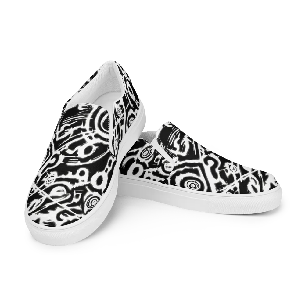 Abstract Undertow on Women's Slip-On Canvas Shoes — Left Front