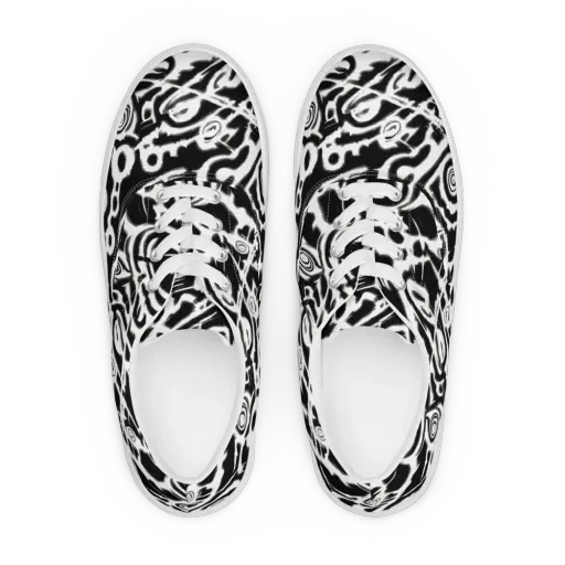 Abstract Undertow on a Men's Lace-Up Canvas Shoes