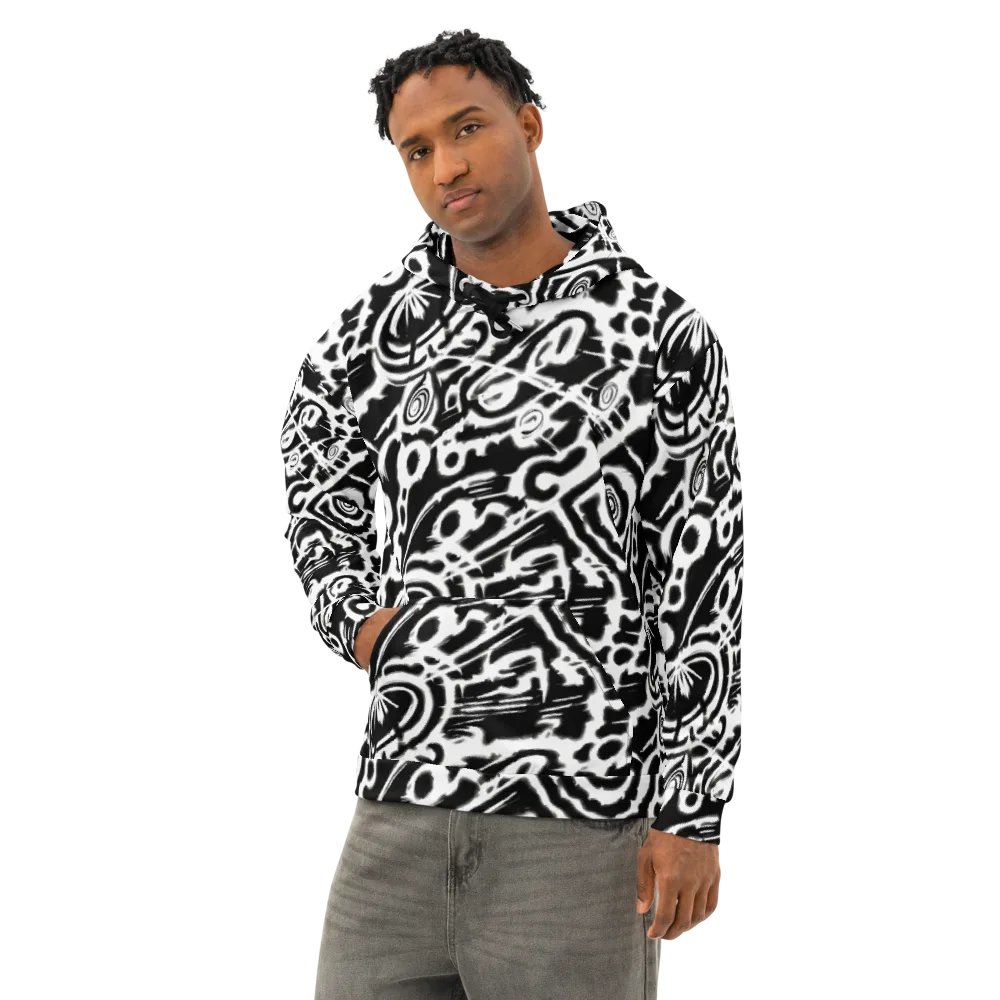 Abstract Undertow on Cotton Hoodie — Left Front