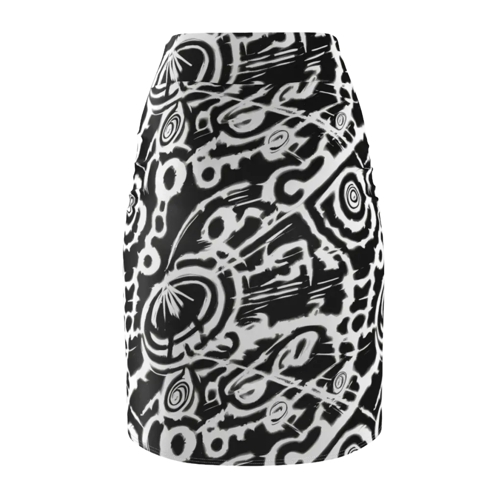 Abstract Undertow on Pencil Skirt — Back
