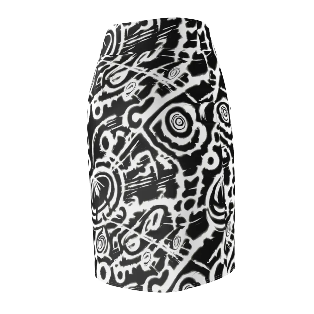 Abstract Undertow on Pencil Skirt — Back Side
