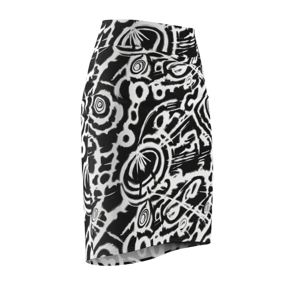 Abstract Undertow on Pencil Skirt — Front Side
