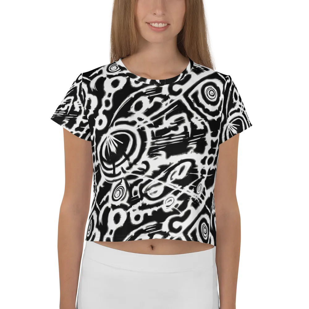 Abstract Undertow on Crop Tee — Front