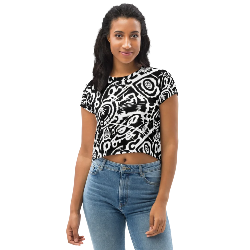 Abstract Undertow on Crop Tee — Front