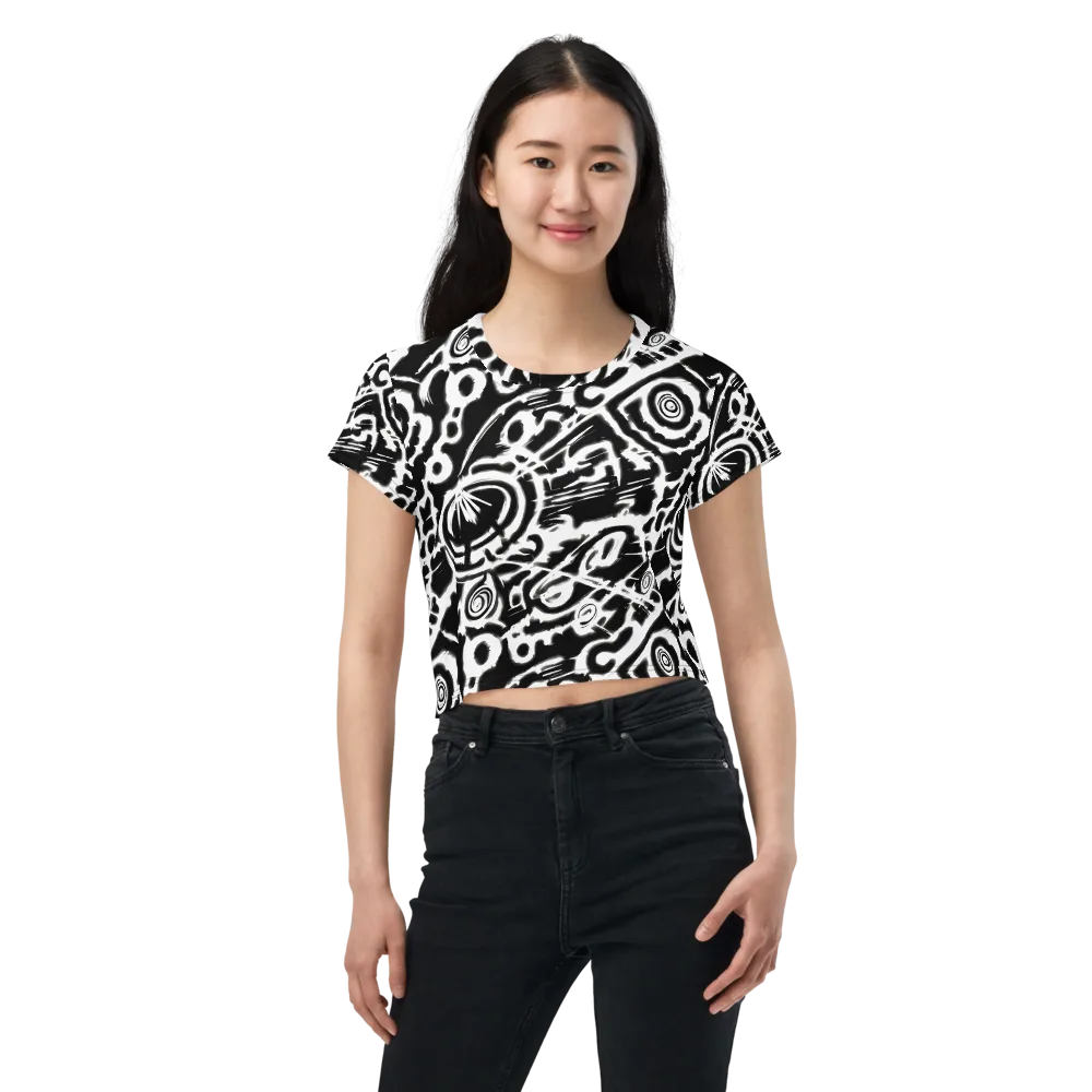 Abstract Undertow on Crop Tee — Front